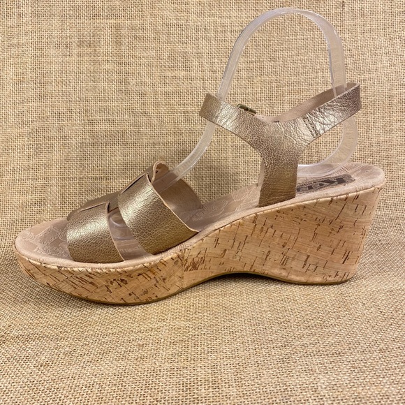 Kork Ease leather sandals wedges platform heels gold size 10 - Picture 3 of 11
